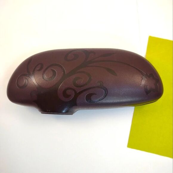 Koali Eyeglass Case Faux Brown Leather Neon Green Velvety Lining - Picture 6 of 10